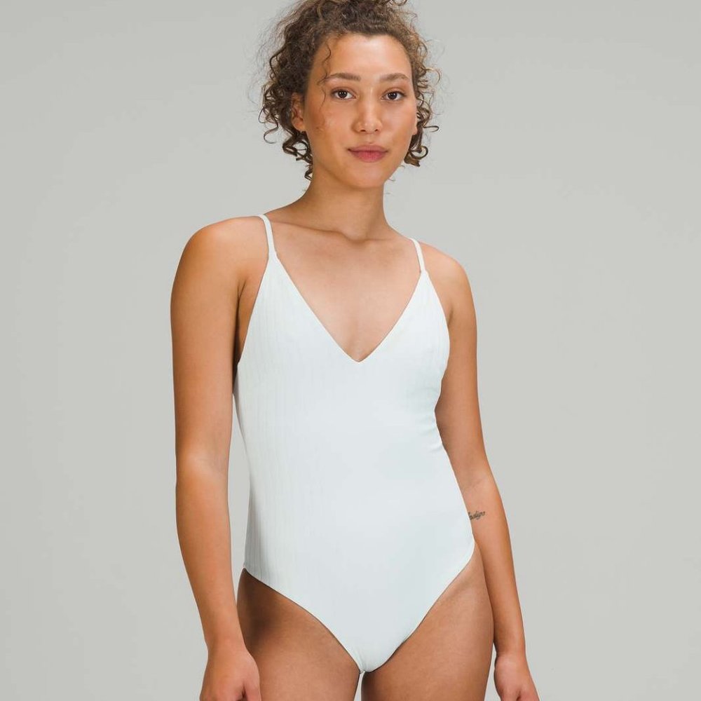 lululemon V-Neck One-Piece Swimsuit (White)